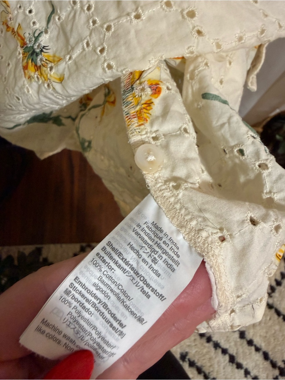 Madewell Cream Eyelet Button-Front Sunflower Blouse - Picture 5 of 5
